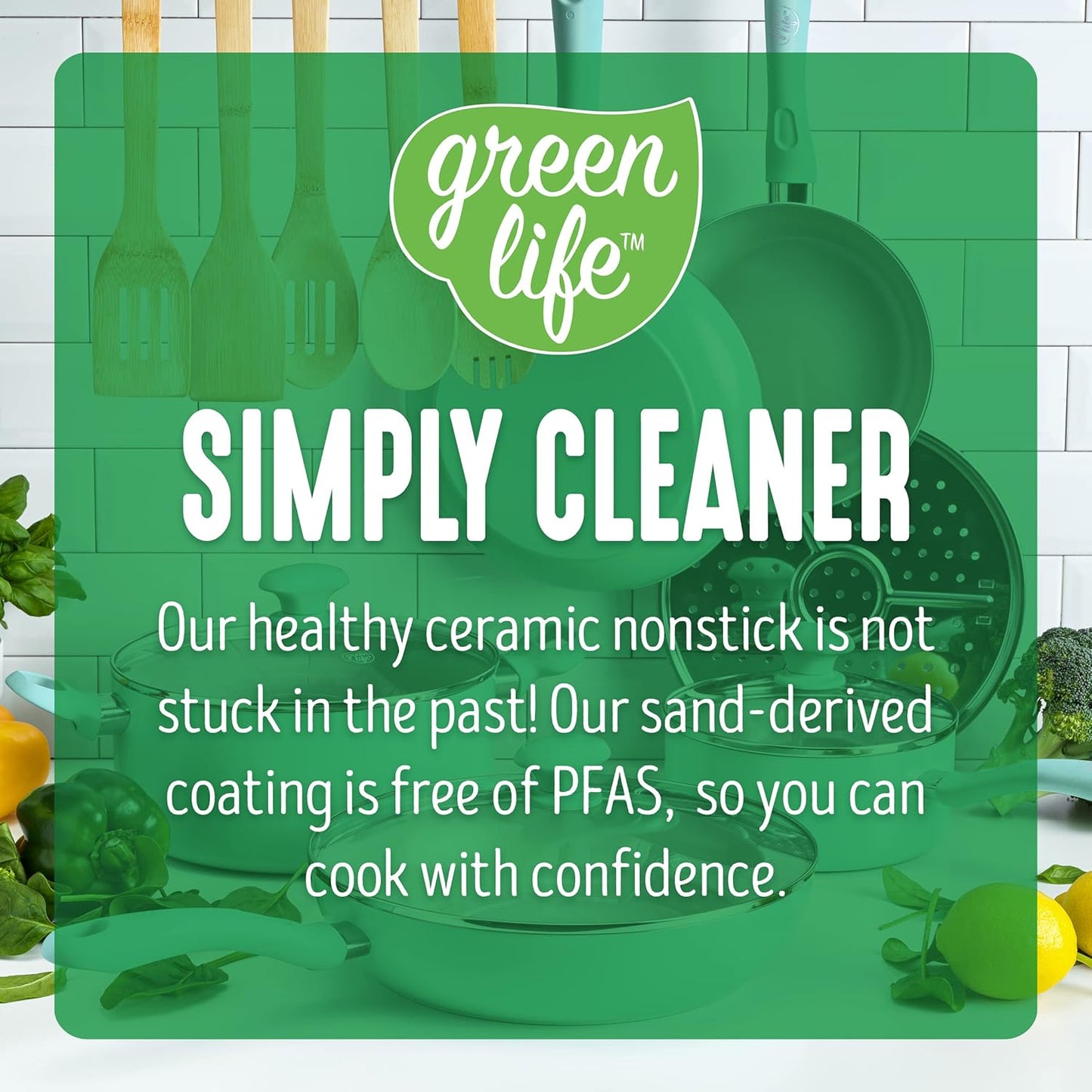 GreenLife Soft Grip Diamond Healthy Ceramic Nonstick, 10" Frying Pan Skillet, PFAS-Free, Dishwasher Safe, Turquoise