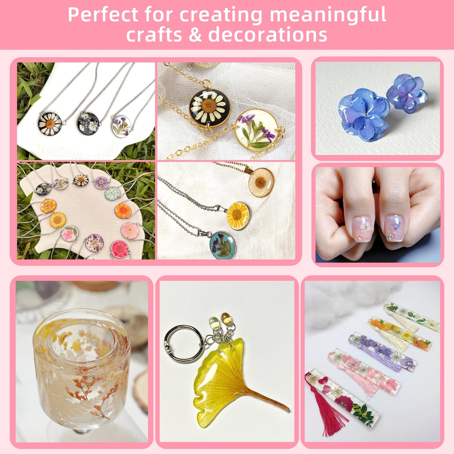 Botanical Pressed Flower Set – Real Dried Flowers & Leaves for Resin Art, Scrapbooking, Candle Making, and DIY Nature Crafts