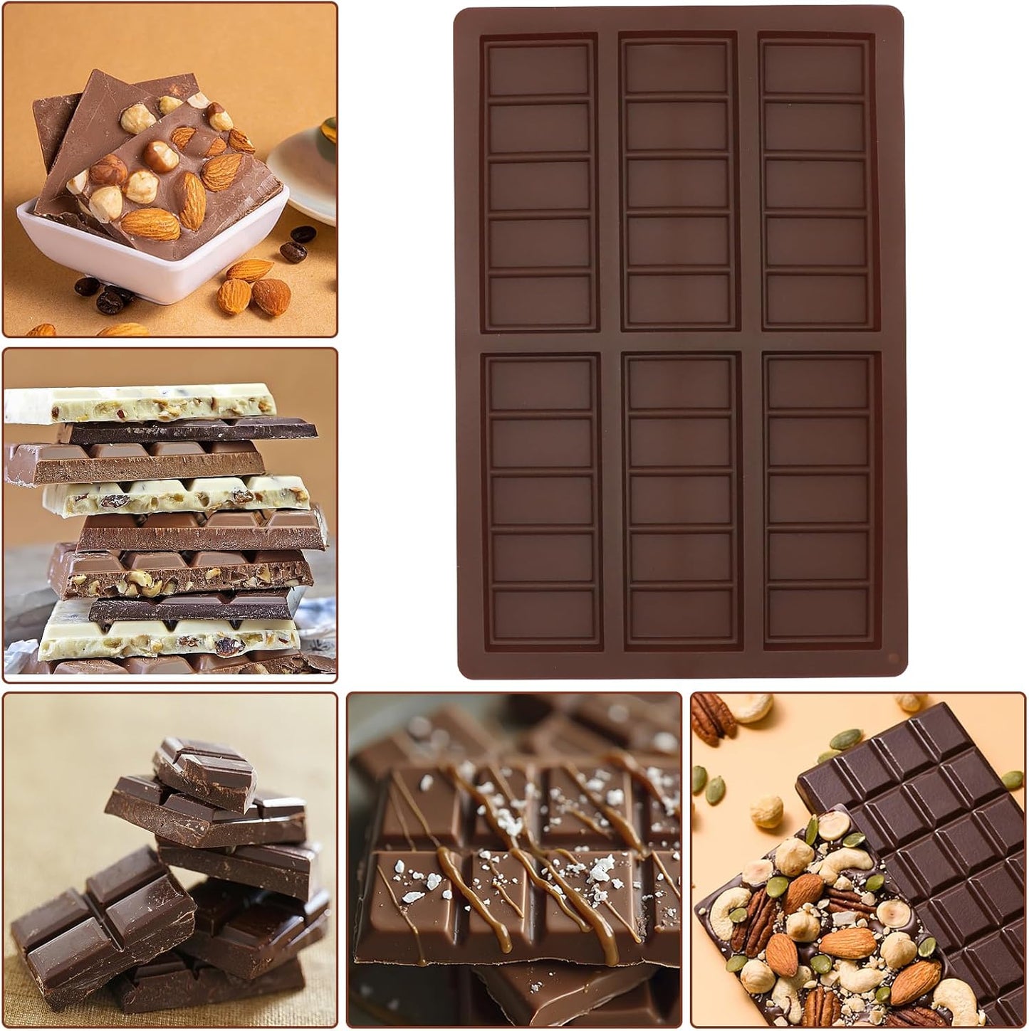 Bcautay Set 100pcs Chocolate Bar Molds Silicone Snap Bars Making Food Grade Break-Apart Chocolate Molds with Storage