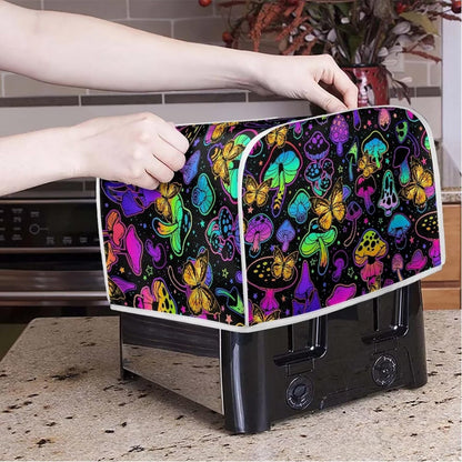 Gomyblomy Mushroom Butterfly Toaster Cover, Polyester Fabric Dustproof Cover for Kitchen, Washable Microwave Oven