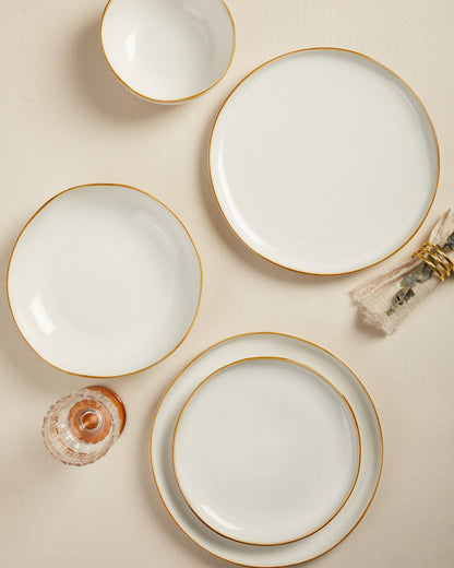 Pokini Extra Large Dinnerware Set for 12, 36 Pieces Ceramic Plates and Bowls Set, Kitchen Dish Set, Microwave & Dishwasher Safe Dishware, Ocean-Inspired Stoneware for Big Gatherings, White