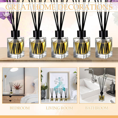 50 Set 50ml 1.7 oz Umigy Glass Diffuser Bottles Reed Diffuser Empty Jars Clear Fragrance Bottle with Black Caps