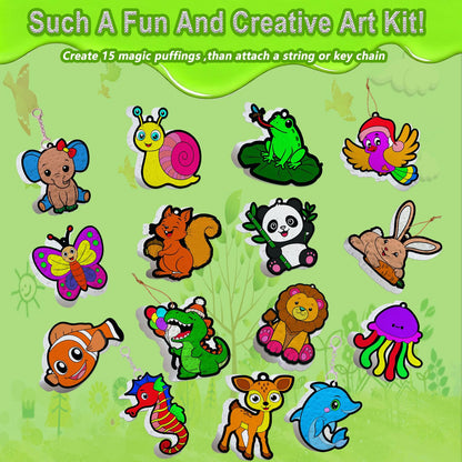 skyenchant Aqua 3D Foaming Art Kit for Kids, Paint by Number Craft with Inflatable Animals, Creative Gift for Girls & Boys Ages 4-10, Christmas Birthday Stocking Stuffer (Animal Friends)