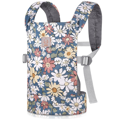 GAGAKU Baby Doll Carrier - Kids Toy with Adjustable Straps for Stuffed Animal Dolls - Gray - Smiling Daisies