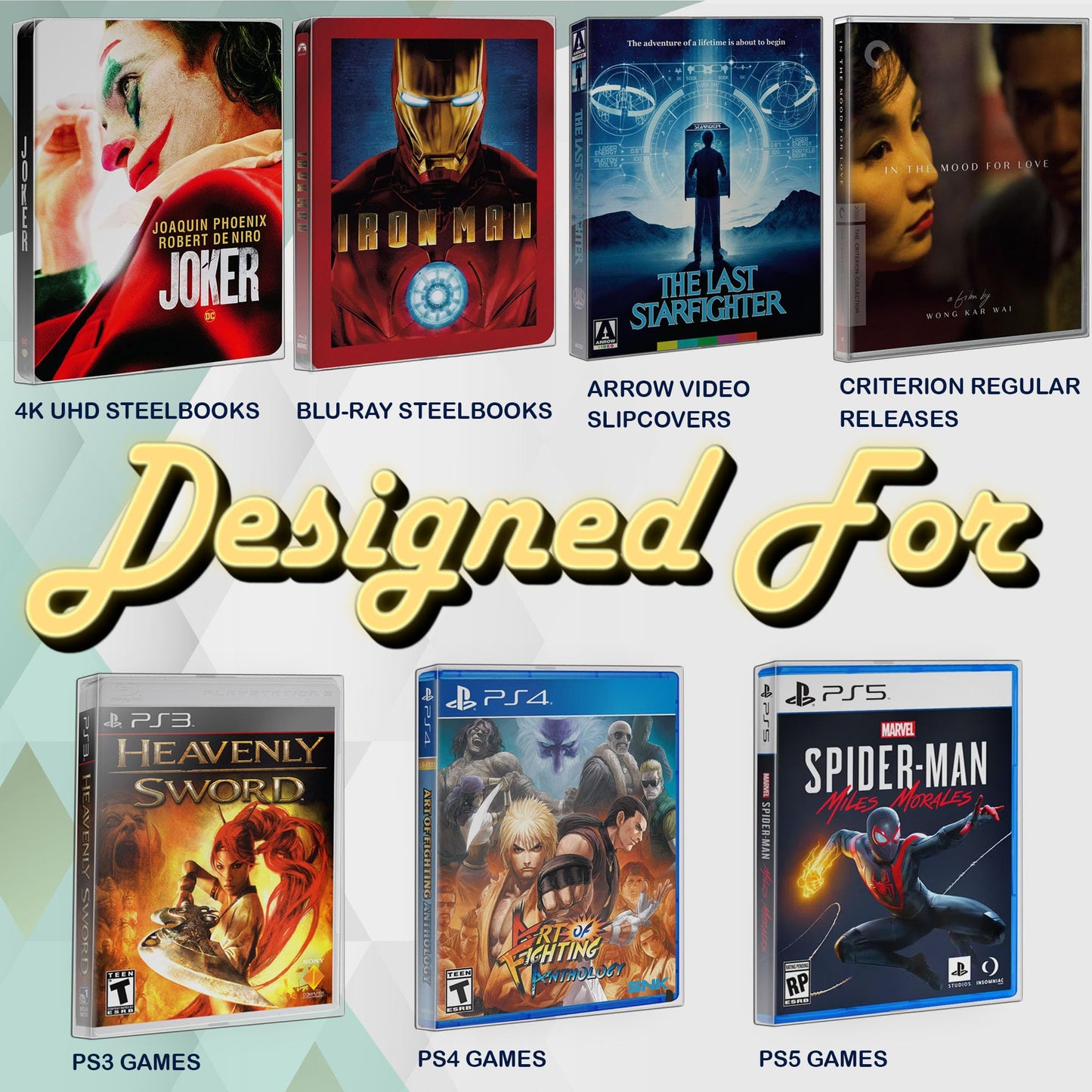 MALKO 10 Pack Steelbook Protector Case. Compatible with: 4K UHD | Blu-Ray | Arrow Video w/Slipcover | Criterion Blu Ray Case | PS3 PS4 PS5 Games & Steelbooks