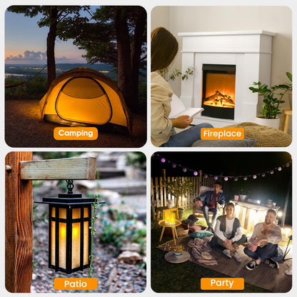 Hompavo 【Upgraded】 LED Flame Lights, 4-Mode Rechargeable Battery Operated Flameless Candles, Waterproof Pillar Flickering Lanterns for Living Room Bathroom Patio Wedding Party Christmas Home Decor