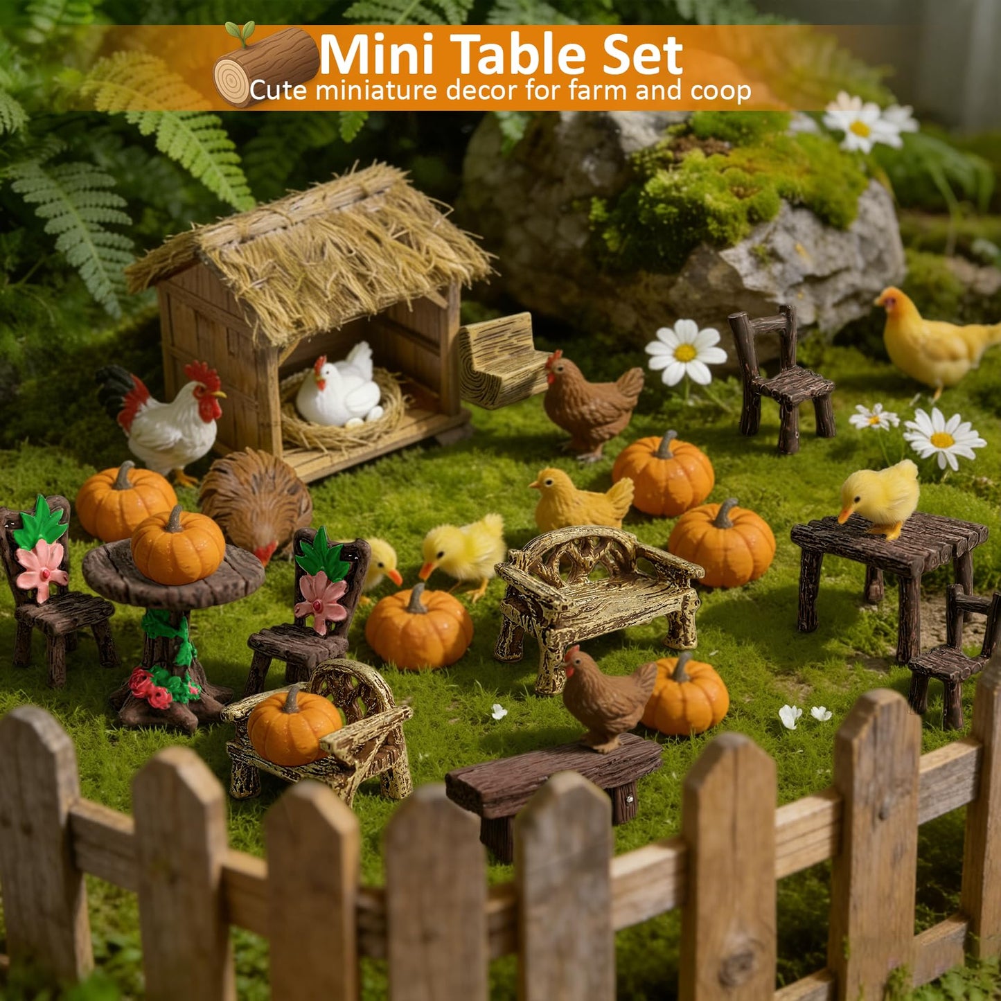 Morofme 10 Pcs Mini Garden Furniture Ornaments Miniature Table and Chairs Resin Bench Chair Kit Garden Furniture Accessories for Cake Topper Micro Landscape DIY Craft Succulent Flower Pot Decorations