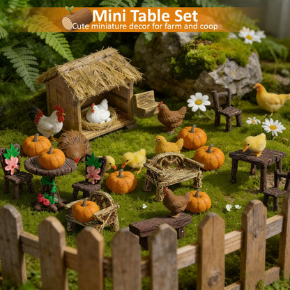 Morofme 10 Pcs Mini Garden Furniture Ornaments Miniature Table and Chairs Resin Bench Chair Kit Garden Furniture Accessories for Cake Topper Micro Landscape DIY Craft Succulent Flower Pot Decorations