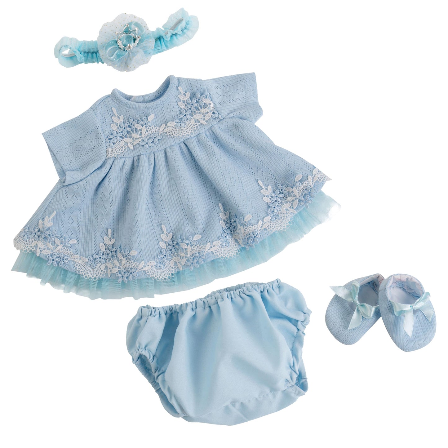 EKOKIZ Reborn Baby Dolls Clothes Girl Blue Baby Doll Clothes 17-20 Inches Doll Outfits and Accessories for Newborn Girl