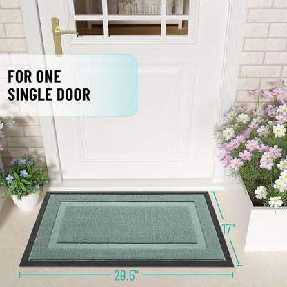 OLANLY Indoor Outdoor Front Door Mat - Waterproof All-Season Doormat, Sturdy Natural Rubber, 33x21, Grayish Green