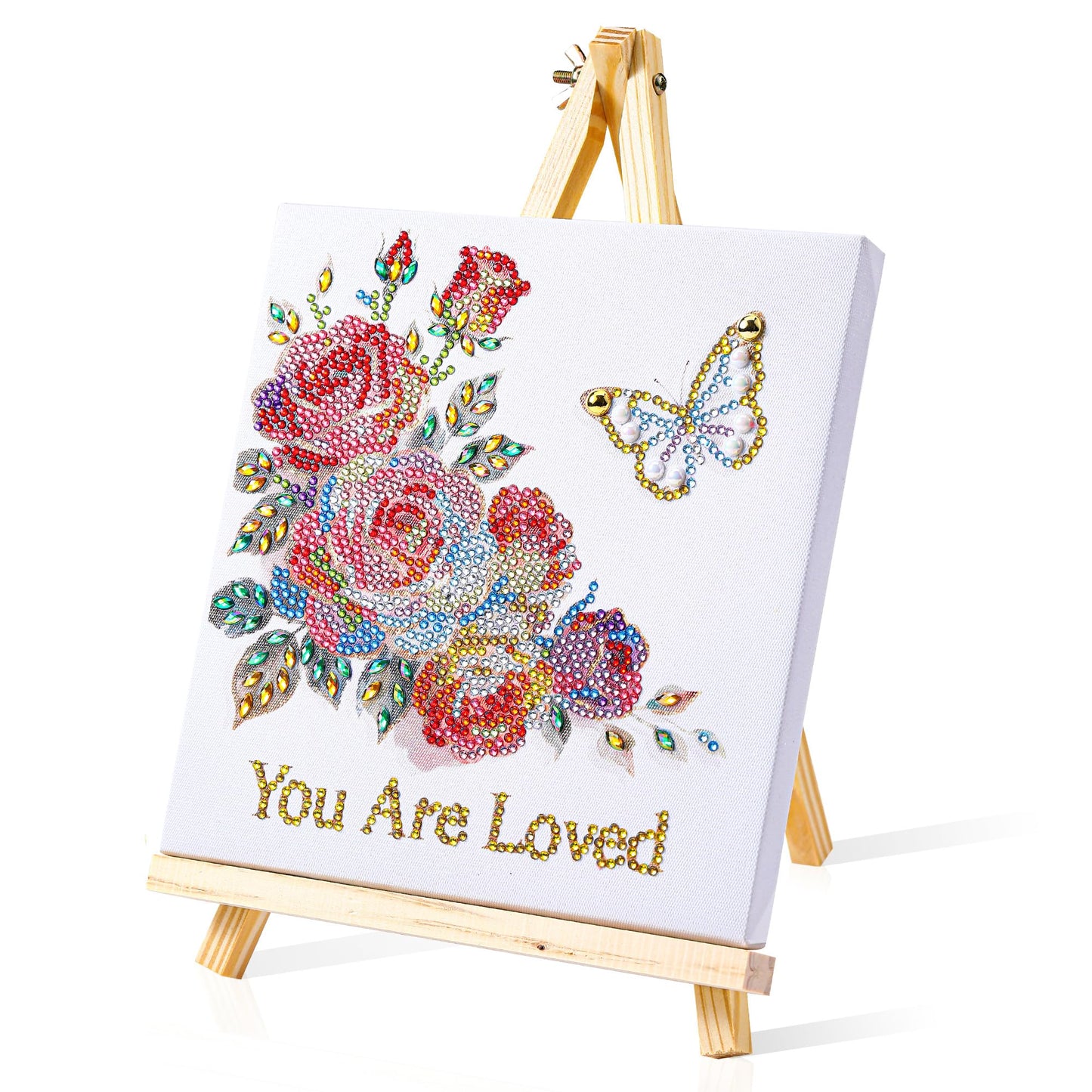 Ludeanetti 8"x8"Framed Diamond Painting Art kit for Adults with Stand 5D Special Shaped Drills Desktop Ornament Gift for Her,Mothers Day Gift