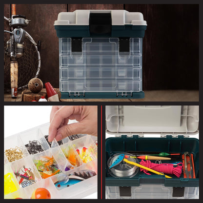 Portable Tool Box - Small Parts Organizer with Drawers and Customizable Compartments for Hardware, Fishing Tackle, Beads, or Crafts by Stalwart (Gray)