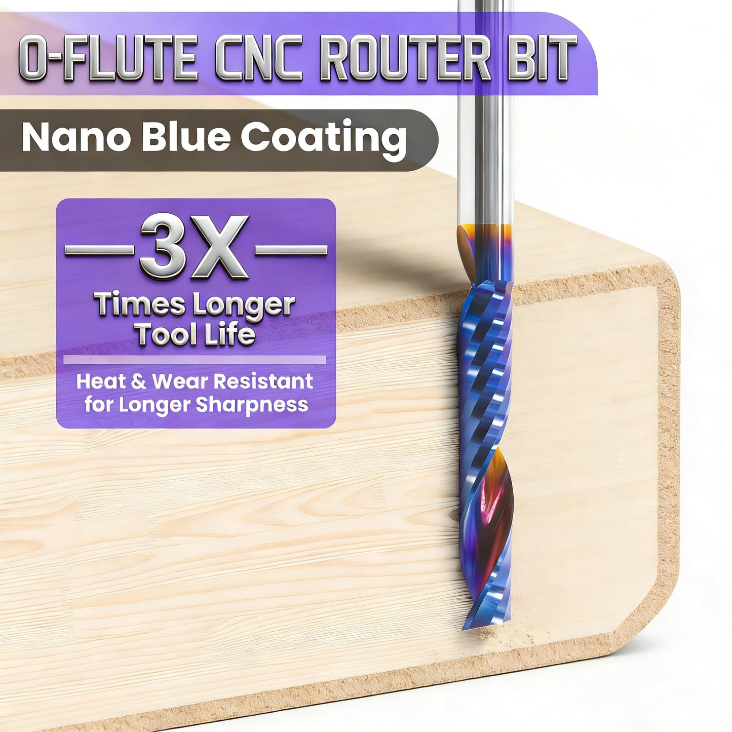 HQMaster 10pcs O Flute CNC Router Bits, 1/8 Inch Shank Single Flute End Mill, Tungsten Carbide Spiral Router Bit, Upcut Single Edged Engraving Milling Cutter for Acrylic, Plastic, MDF, Aluminum, PVC