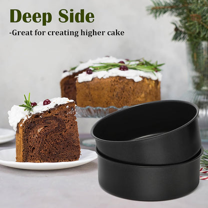 E-far 8 x 3 Inch Cake Pan Set of 2, Nonstick Stainless Steel Round Pans for Baking Birthday Wedding Layer Cakes