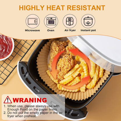 Air Fryer Paper Liners, 200pcs Air Fryer Liners Disposable, 8" Square Baking Liner for 5-8 qt Airfryer Basket, Non-stick and Oil Proof Parchment Paper for Oven, Pans & Baking