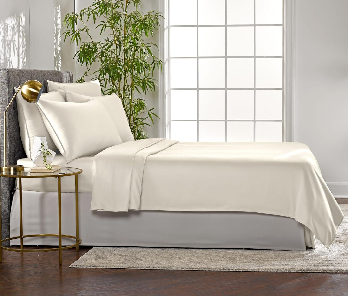 Pure Bamboo Twin Sheets - Luxuriously Soft 100% Organic Viscose Bed Sheet Set | Cooling Ivory Color, Double Stitching