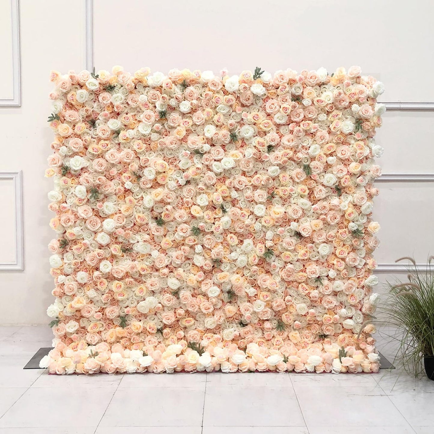 UYCVT Handmade Champagne Roses Wall Large Artificial Flower Wall Backdrop Panels, Rose Wedding Backdrop 5D Floral Wall Fabric Flower Wall for Party Baby Shower Bridal Wedding B-1m*1m/3.28 * 3.28FT