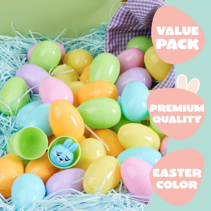3.15" 200PCS JOYIN Pastel Easter Eggs, Large Plastic Eggs, Empty Colorful Fillable Eggshells for Easter Hunt, Party