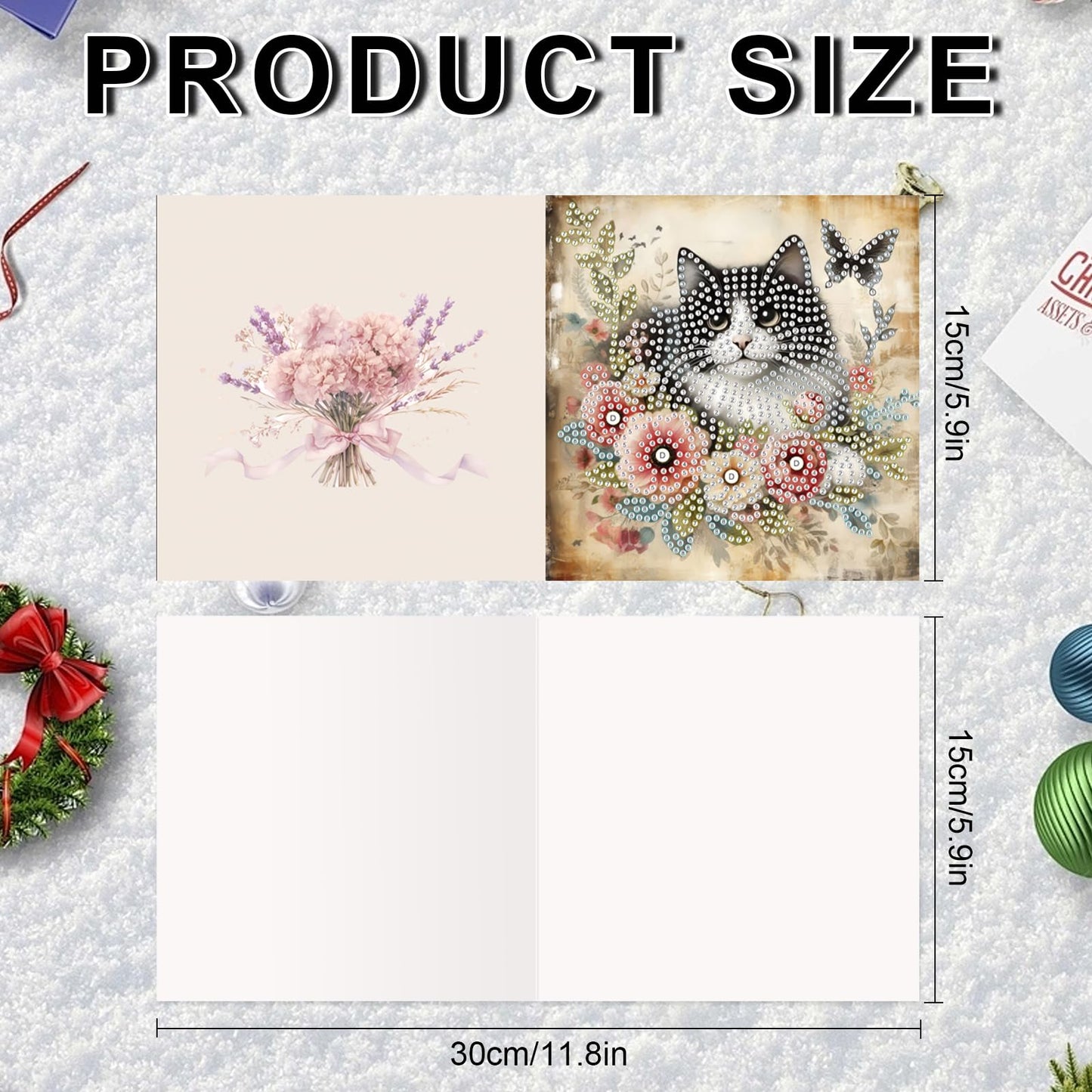 JZHYOAN 6Pcs Cat Diamond Art Card with Envelopes Diamond Painting Cards Crystal Arts Craft Gem Art Gem Painting Mosaic Kit Handmade Birthday Greeting Cards for Holidays Cross Stitch Kit Gift