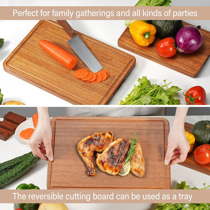 14 9.5 Inch Solid Teak Wood Cutting Board One Piece Non Glued Thick Crack Resistant Wooden Chopping Board