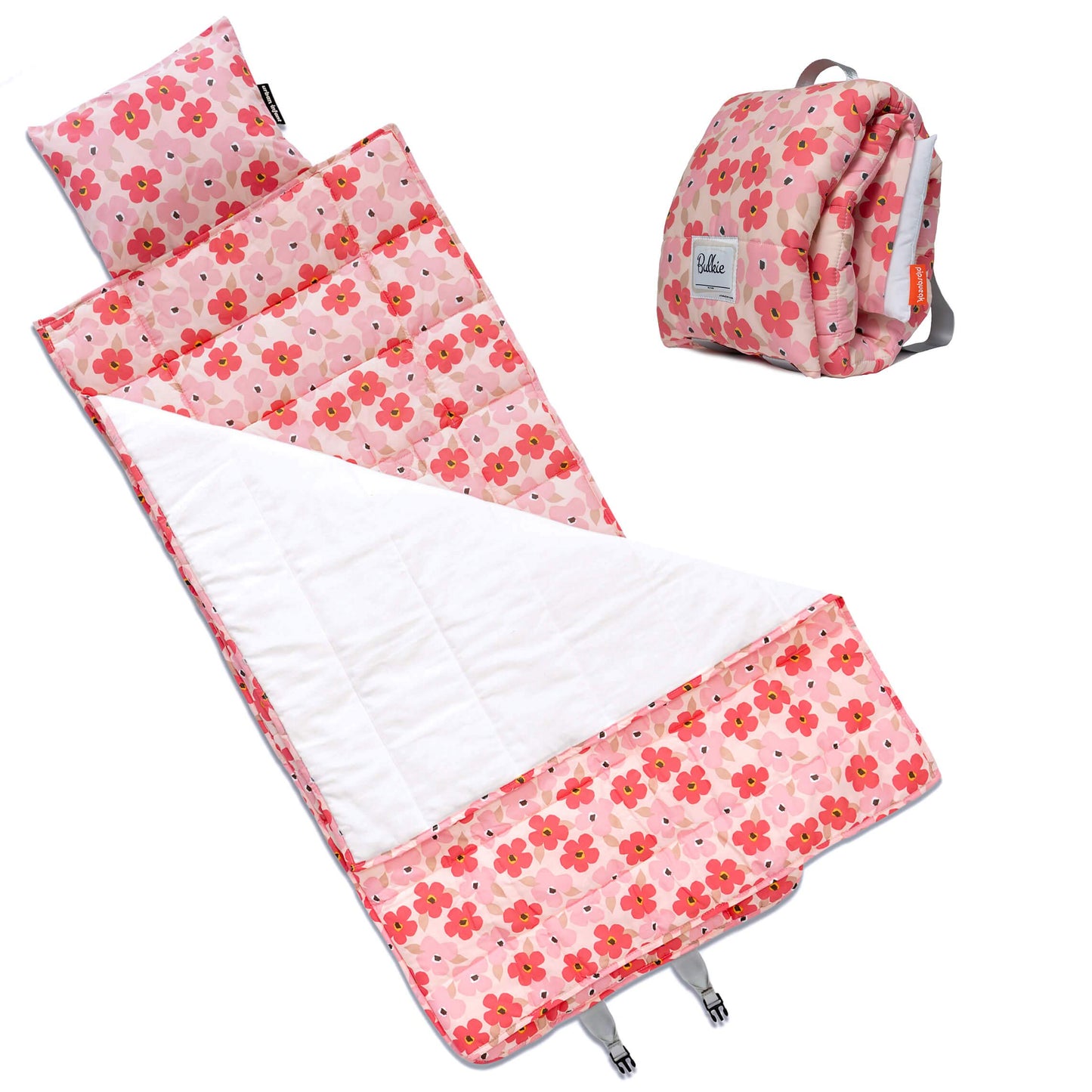 Bulkie Toddler Nap Mat - Sleep Mat for Kids Daycare and Preschool - Folds Up to Carry on Back - Poppies