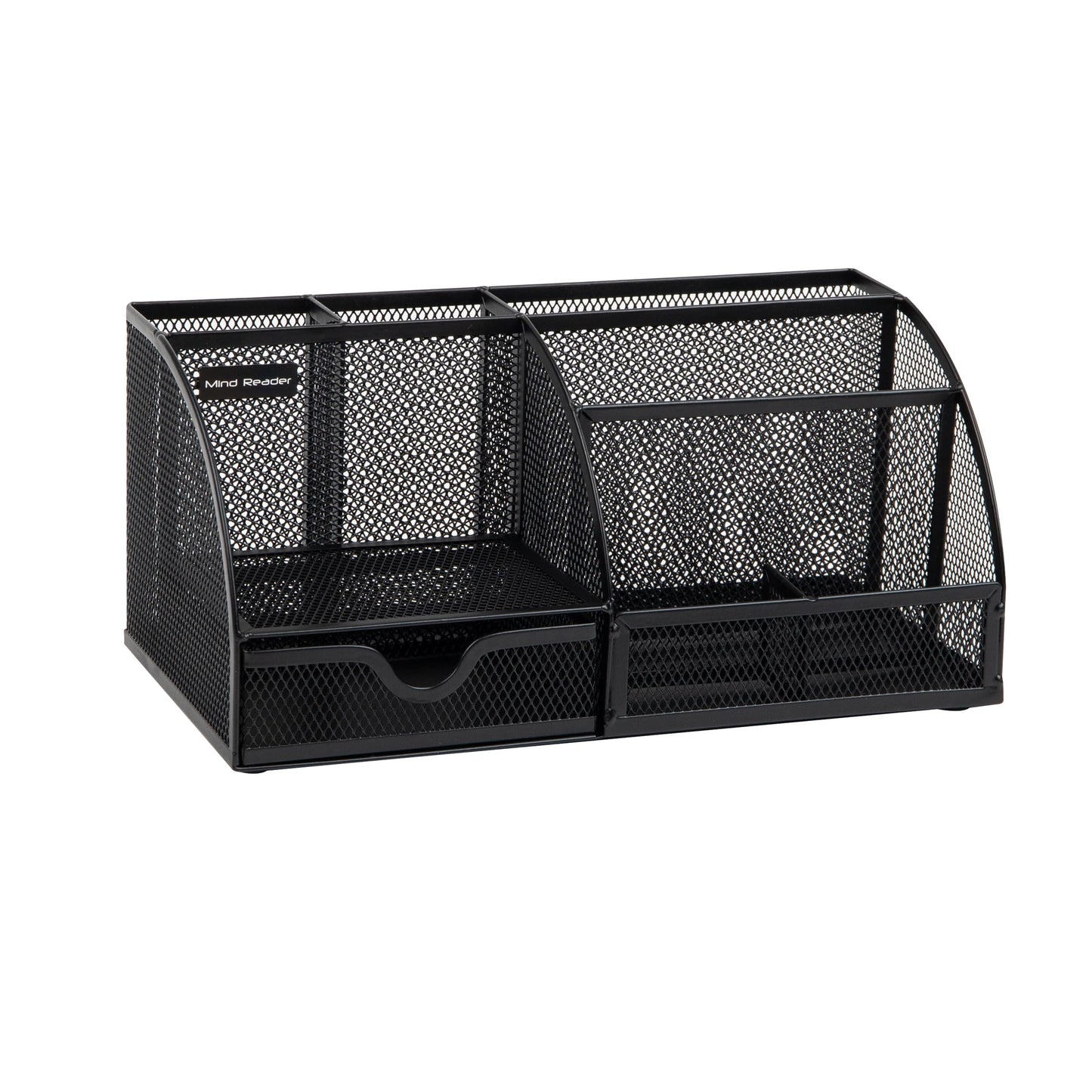 Mind Reader 7-Compartment Desktop Organizer, File & Accessory Storage, Metal Mesh Office Organizer for Desk, Workspace, Mail, Black