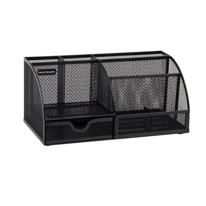 Mind Reader 7-Compartment Desktop Organizer, File & Accessory Storage, Metal Mesh Office Organizer for Desk, Workspace, Mail, Black