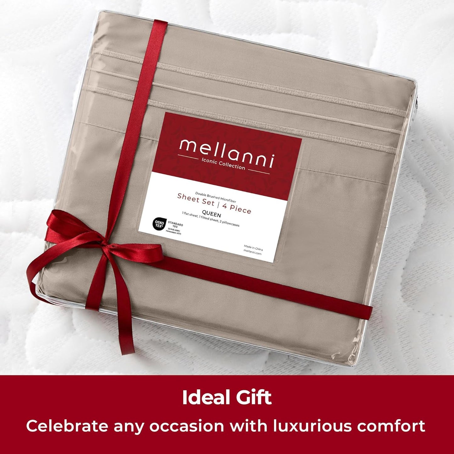 Mellanni Extra Deep Twin Sheets - Hotel Luxury Bedding Set | Ultra Soft, Cooling, Stain Resistant (Twin, Tan)