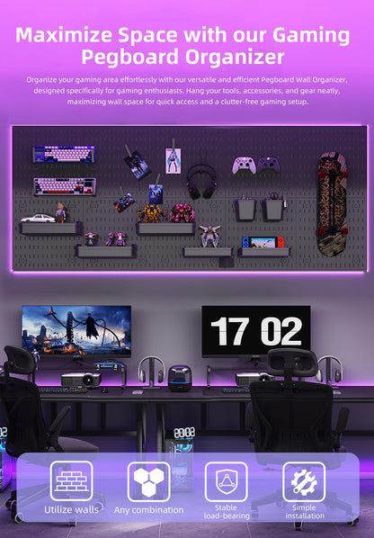 Zestify Revamp Your Space With A Versatile Pegboard Kit - Effortlessly Organize Home, Office, And Gaming Setup With Customizable Hanging Solutions (Black)