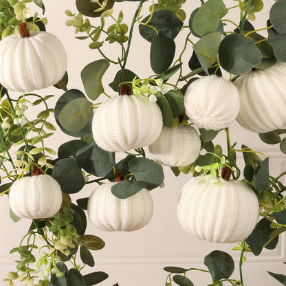 ZenNex 12-Pack Fall Crochet Pumpkins Handmade Fall Decor Set with 2.36, 3.15, 4inch Sizes Knit Pumpkins Farmhouse Thanksgiving Table Centerpiece, Halloween Decorations (White)