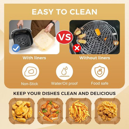 Boribim Air Fryer Paper Liners - 360 PCS Non-Stick & Oil Proof Parchment for 6-10QT Baskets