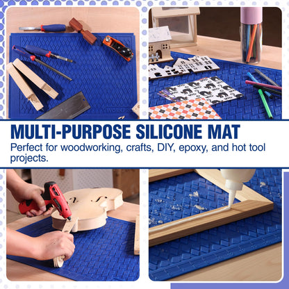 WORKPRO Silicone Glue Mat 2-Pack, Non-Stick Heat-Resistant Silicone Pad with Built-in Measurement Grid, Anti-Slip & Durable Surface for Resin, Epoxy, DIY, Crafts, Woodworking, Garage & Workshop