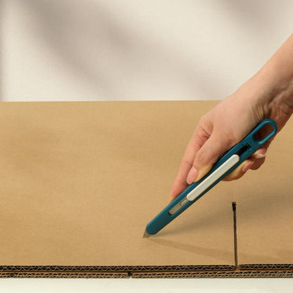Precision Knife Safety Box Cutter - Self Retractable, Slim, Quick Adjustable Blade Length - Perfect for Trimming, Crafts, Packages and PCB Board Work, ldeal for Cast Vinyl Company (Teal)