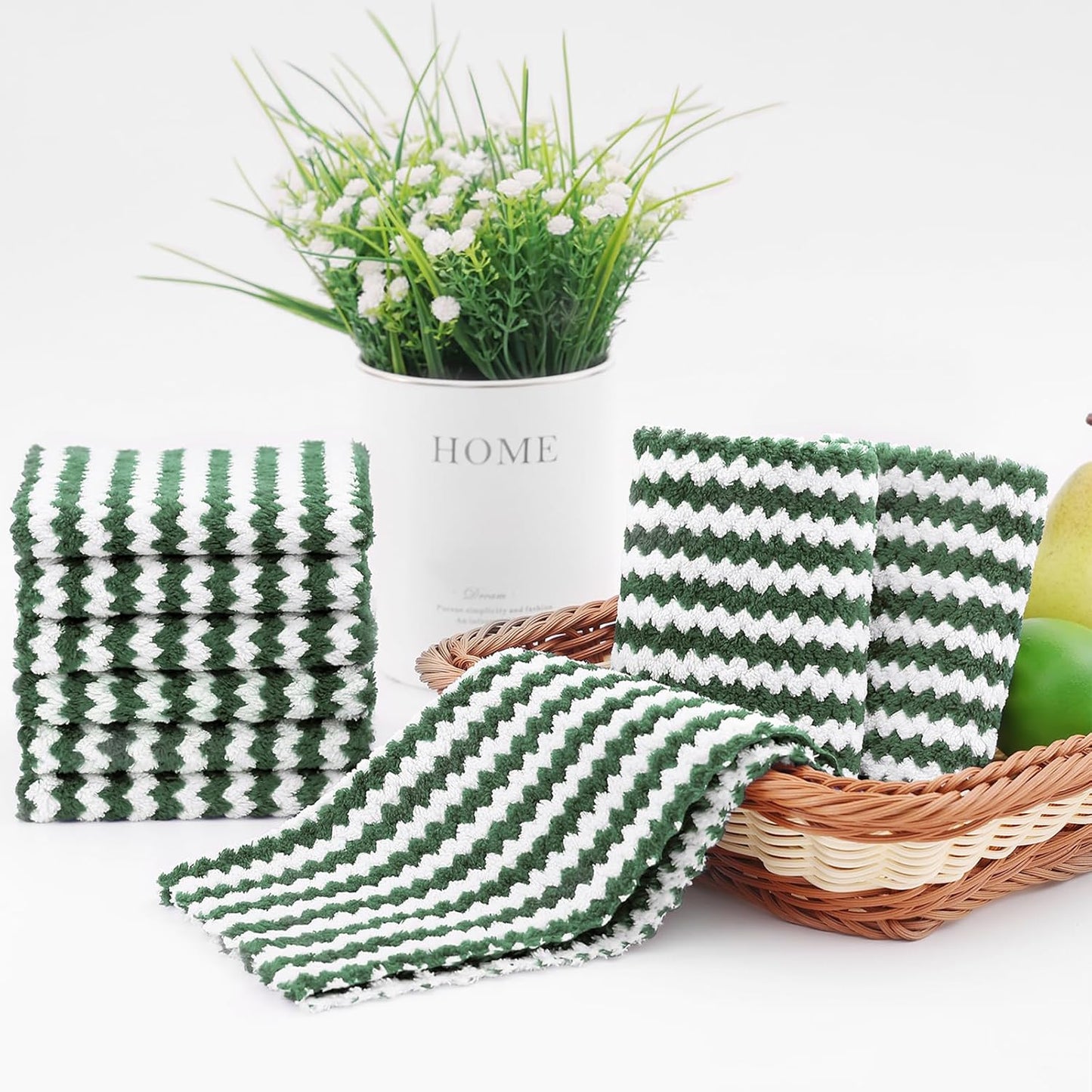 12 Pack 10 10 inches, Homaxy Kitchen Dish Cloths, Ultra Soft and Absorbent Dish Towels, Reusable Fast Drying Microfiber
