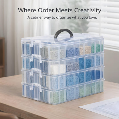 Bead Storage Container, Craft Organizer Box Portable Organizer and Storage Box Stackable Plastic Cases for Bracelet Making DIY Jewelry Nail Charms (4-Tire Bead Organizer)