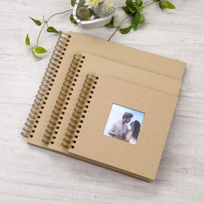 10 x 10 Inch DIY Scrapbook Photo Album with Window Design Cover 80 Pages Craft Paper Memory Book for Weeding Anniversary Travel and Baby (Brown)