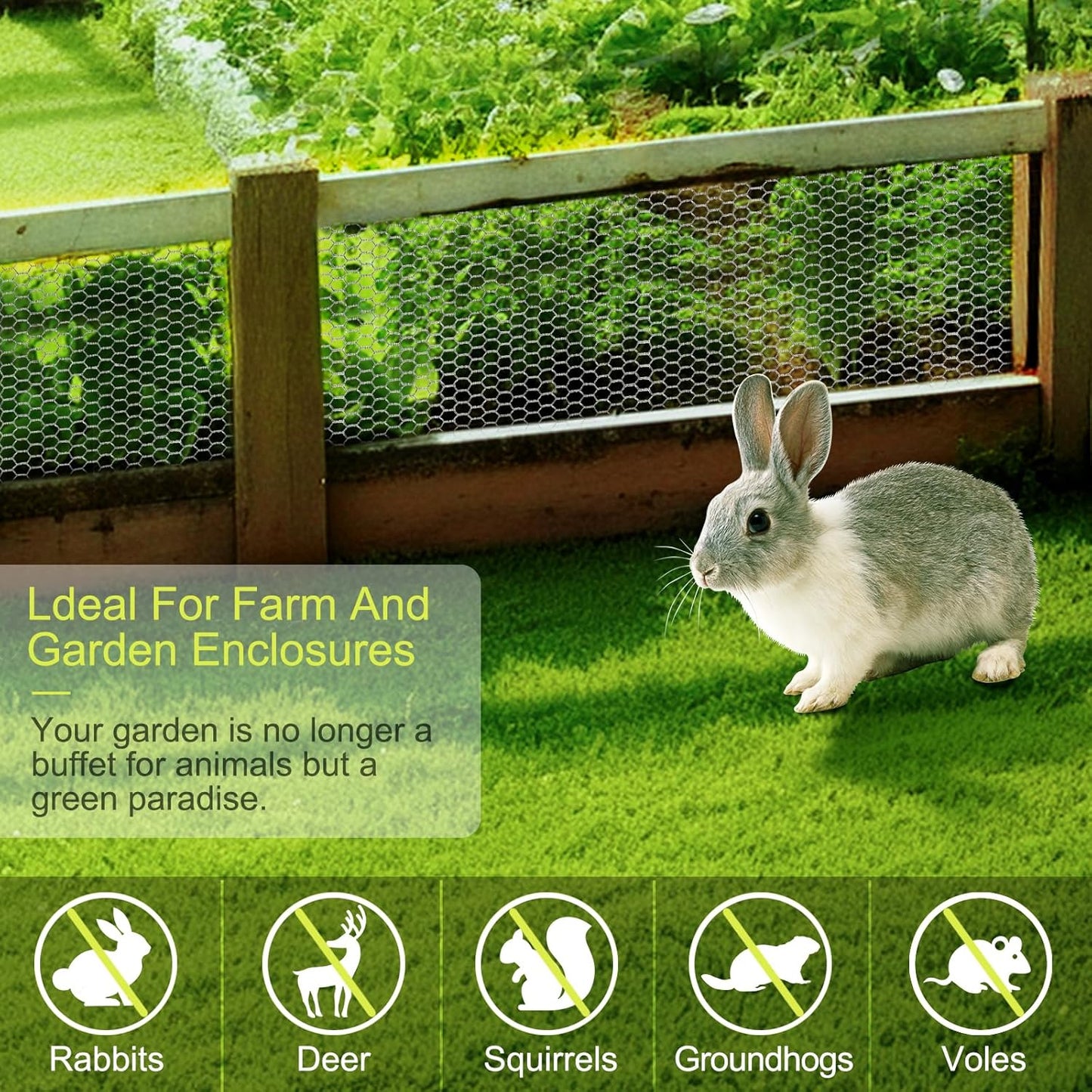 24 Rifny 16.5 Inch 80 0.6 Inch Chicken Wire Fencing, x Feet Chicken Wire Mesh Roll for Garden Plants, Mesh Hexagonal