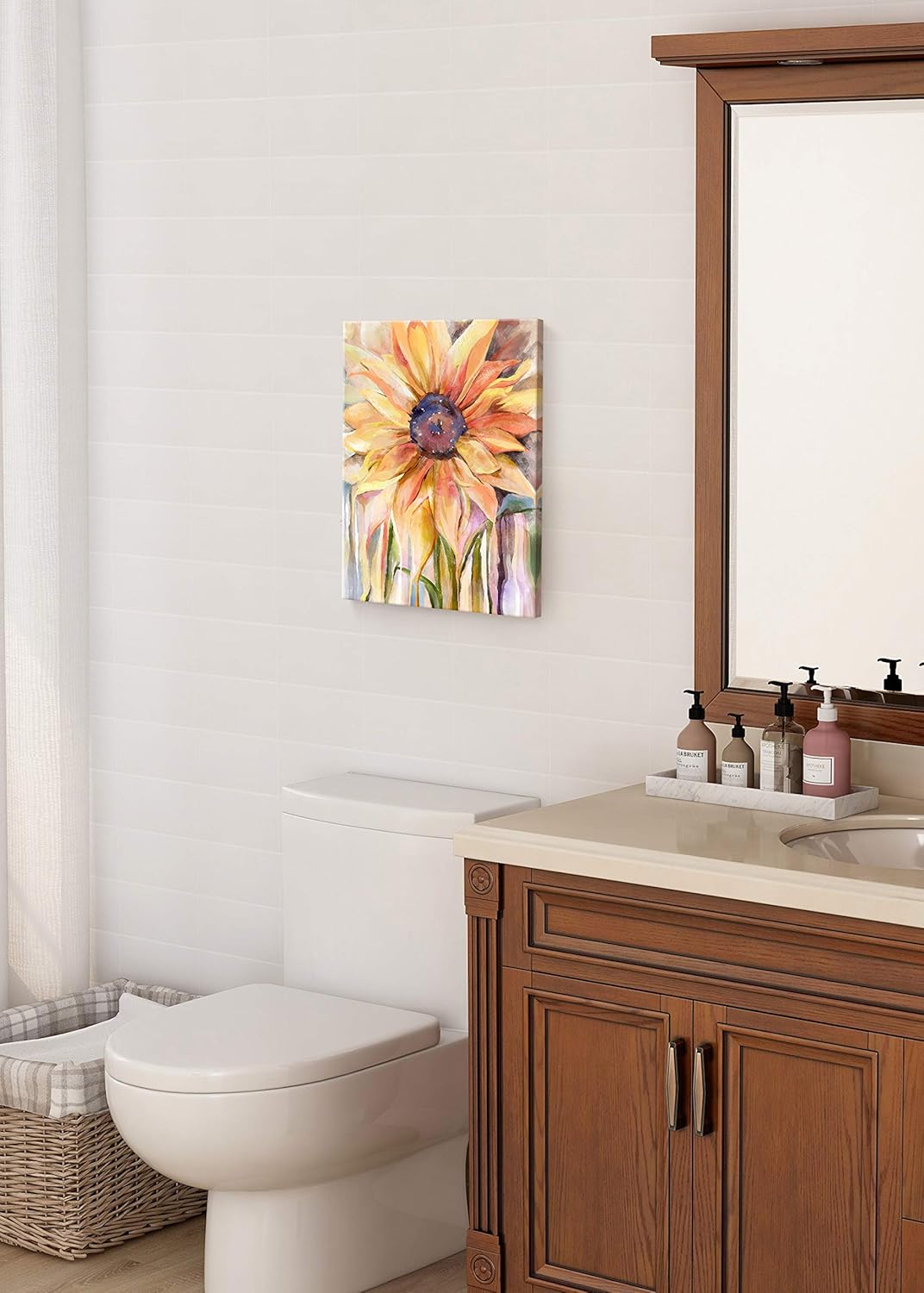 Maxpeuvon Sunflower Wall Art, Yellow Flower Painting Prints for Bathroom, Living Room, Bedroom, Ready to Hang 12x16