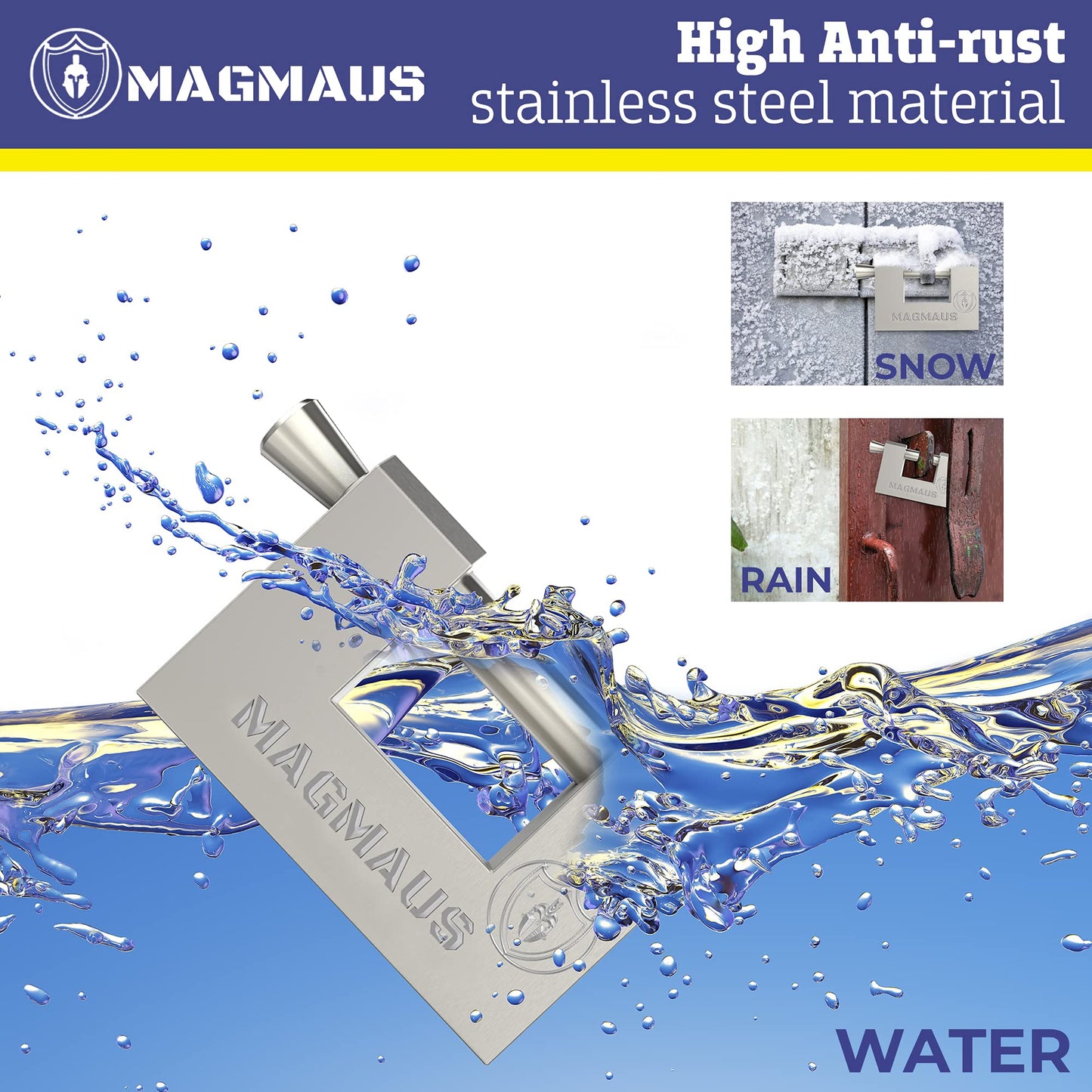 Magmaus® RTL/60 Heavy Duty Lock for Shipping Container - [Weatherproof] - Secure Outdoor Lock for Storage Unit, Gate, Shed, Fence, Door - 3 Keys