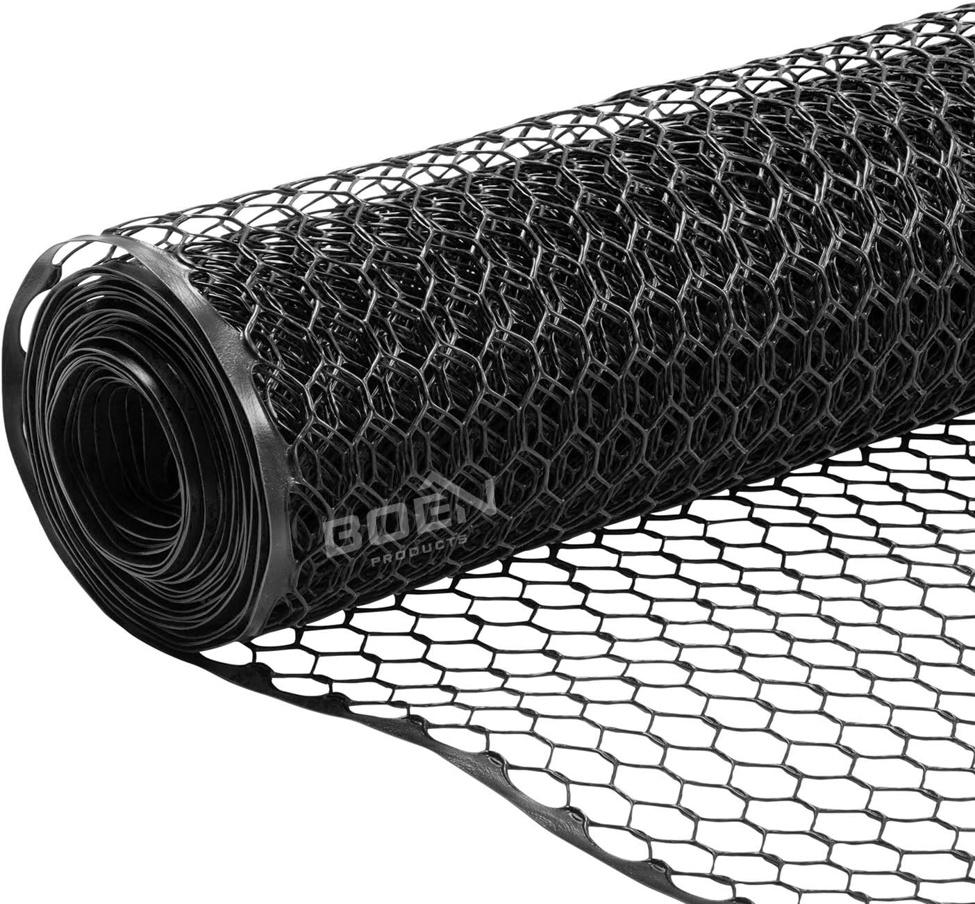 (4' 25' Boen - Plastic Hex Chicken Wire Mesh Temporary Fence Roll x - Black) - Plastic Fence Poultry Netting