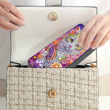 MVVMTOP 5D Diamond Art Painting Eye Glass Case, DIY cat, Glasses Storage Box Diamond Painting Sunglass Case for Adults Handmade Diamond Art for Art Craft Gift Travel Sunglass Eyeglasses