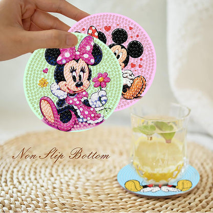 nekpiahu 8Pcs Cartoon Diamond Painting Coasters with Holder,DIY Cartoon Life Coaster Diamond Art Kits for Adults, Beginners Round Full Drill Diamond Art Craft Supplies