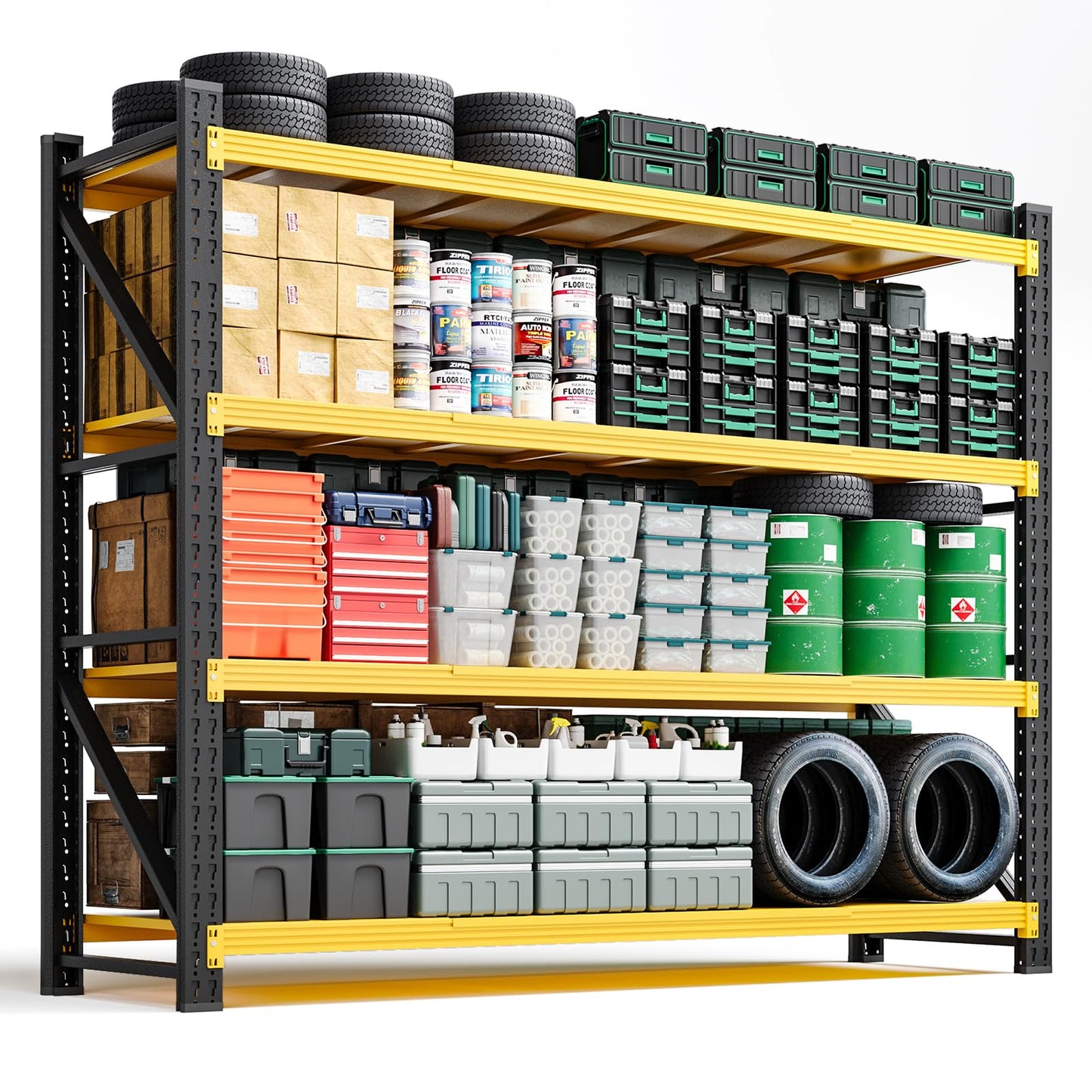Letaya 6000LBS Heavy Duty Storage Shelves,79" W Metal Garage Shelving Units,4 Tier Large Tall Industrial Shelving,Adjustable Utility Rack Shelf for Warehouse,Basement (Yellow, 79" W x 24" D x 79" H)