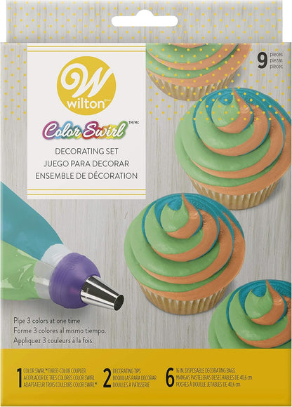 Wilton Color Swirl Icing Kit, 9-Piece Set with Plastic Coupler, Piping Bags and Tips
