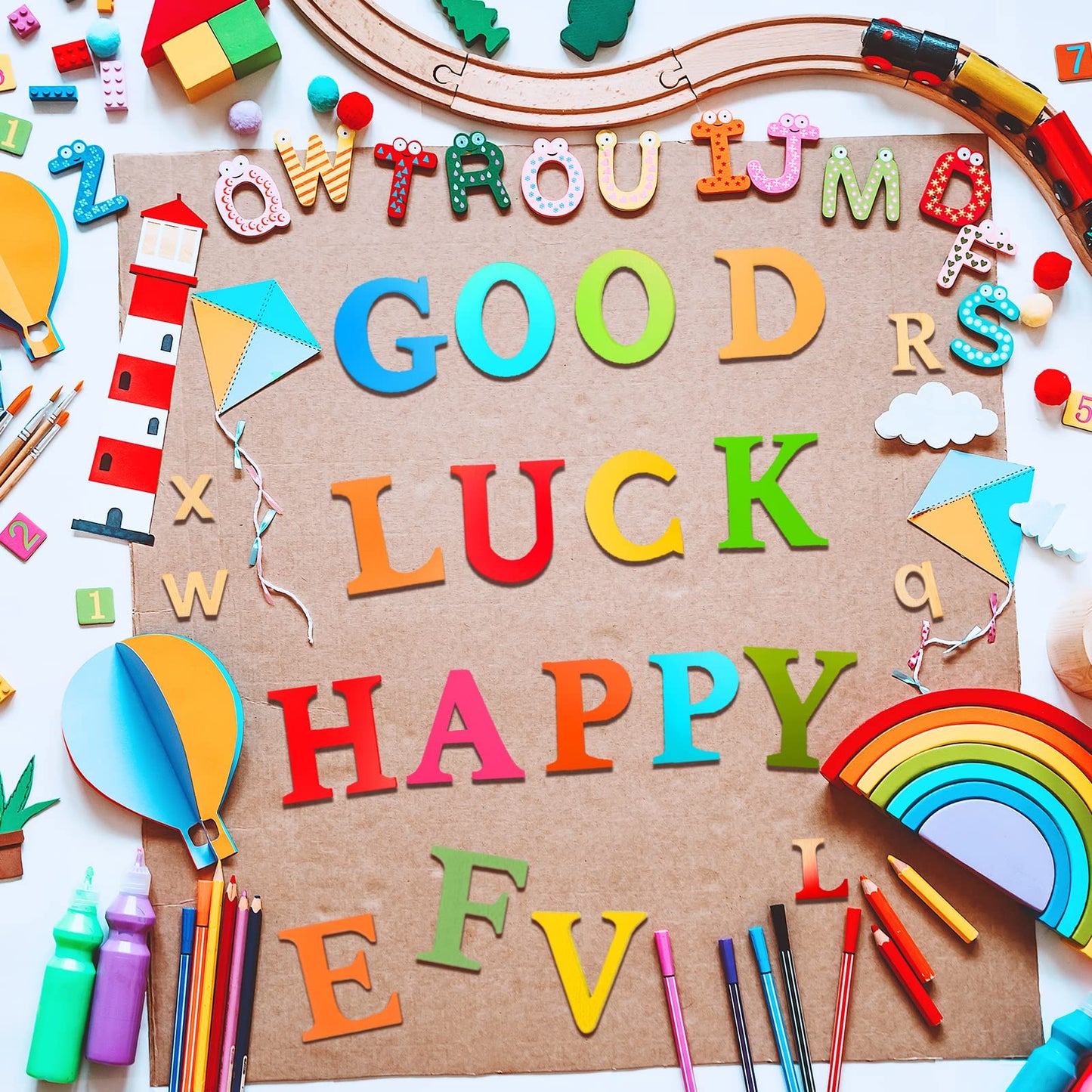 Blulu 260 Pcs 1 Inches and 2 Inches Wooden Alphabet Letters Bulk Unfinished Wood Alphabet Letters for Craft DIY Natural Blank ABCs Cutouts for Spelling Learning Painting Craft Project Home Wall Decor