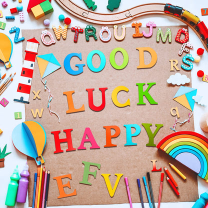 Blulu 260 Pcs 1 Inches and 2 Inches Wooden Alphabet Letters Bulk Unfinished Wood Alphabet Letters for Craft DIY Natural Blank ABCs Cutouts for Spelling Learning Painting Craft Project Home Wall Decor