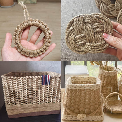 ILIKEEC 6mm Jute Twine, 164 Feet Braided Jute Rope, Heavy Duty and Thick Twine Rope for DIY Artwork, Bundling, Home Decor, Gardening Applications (6MM 164FT)