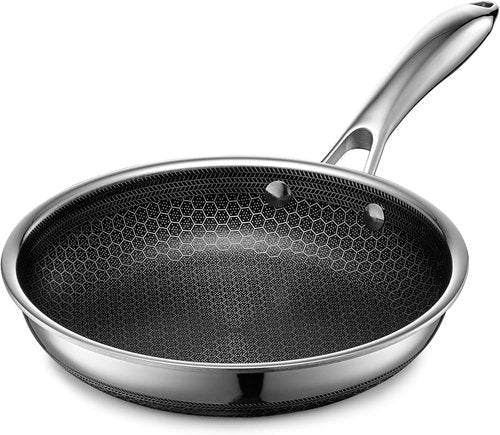 HexClad Hybrid Nonstick Frying Pan - 8-Inch, Stay-Cool Handle, Dishwasher-Safe & Oven-Safe Up to 900°F
