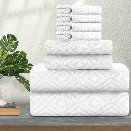 8 Pack Set White,2 Towels(35"x70"), 2 Towels,4 Ferdilan Bath Towels Oversized Bath Hand Washcloths Ultra Soft