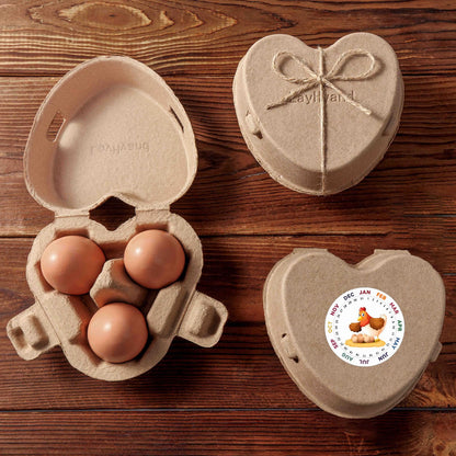 30 PCS Valentine Heart Shaped Egg Cartons with Labels, Easter Pulp Paper Egg Cartons 3 Count with Jute Rope, Cute Egg Basket Storage Container Holder, Lover Gift Chicken Eggs Crate